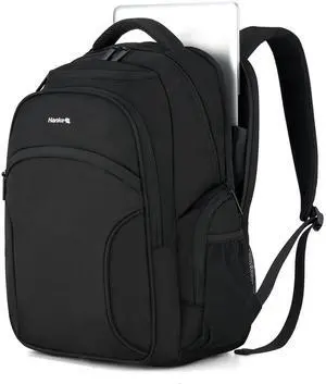 Hanke Travel Laptop Backpack for Men Lightweight Large Backpack Work Backpack Woman Fits 15.6'' Computer Carry On Bags for Airplanes(Midnight Black)