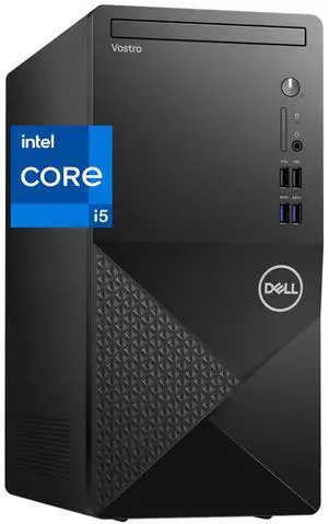 Dell Vostro 3910 Tower Desktop Computer, Intel Core i5-12400, 16GB RAM, 512GB NVMe SSD, Intel UHD 770 Graphics, Wi-Fi, Bluetooth, Windows 11 Pro, Black