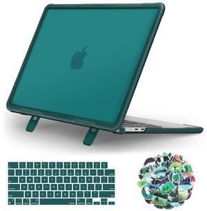 MOSISO Compatible with MacBook Air 13 inch Case 2025 2024 2023 2022 M3 A3113 M2 A2681, Heavy Duty Shockproof Hard Case with Fold Kickstand&Keyboard Cover&Decals for MacBook Air 13.6, Teal Green