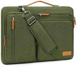 MOSISO 360 Protective Laptop Shoulder Bag,13-13.3 inch Computer Bags Compatible with MacBook, HP, Dell, Lenovo, Asus Notebook,Side Open Messenger Bag with 4 Zipper Pockets, Olive Green