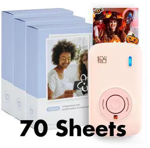 HPRT CP2100 Portable Photo Printer (2.1 x 3.4) Initial 10 Sheets & 60 Sheets Bundle