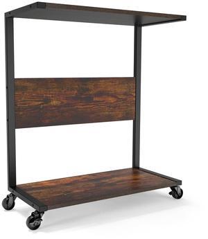 360Tronics Computer Tower Stand, C-Shape PC Stands 2-Tier ATX-Case Full Tower for Gaming Computer, Large Mobile CPU Holder Cart PC Standing Table with Rolling Wheels for Home, Office, School, Walnut