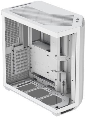 APNX V1 Dual-Chamber ATX Mid-Tower Airflow PC Case, Panoramic Glass Panels, 10 Fan Slots, 360mm Radiator Support, Front Angular Intake 16cmx2 Fan Bracket, GPU Mount, Cable Management, Type-C, White