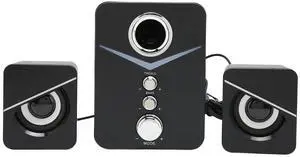 ASHATA Bluetooth Computer Speakers,Compact Computer Speaker with Subwoofer,Desktop Multimedia Speaker Deep Bass 2.1 Channel,with Blue Ambient Light,for Wedding Party(Black)
