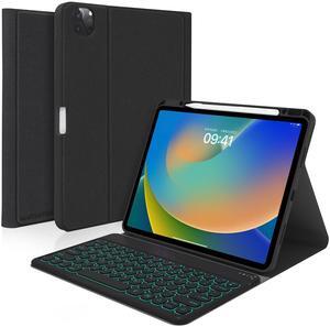 Keyboard Case for iPad Pro 12.9 inch Compatible for iPad 12.9-inch 2022/2021/2020 (6th/5th/4th Gen) with Pencil Holder,Smart Folio Tablet Cover with 7 Color Backlit Detachable Wireless Keyboard