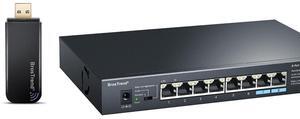 BrosTrend 8-Port 2.5G Ethernet Switch Multi-Gigabit Unmanaged Network Switch Supports VLAN & Link Aggregation + 1200Mbps USB WiFi Network Adapter for Laptop, Desktop PC of Windows 11/10/8/7 Dual Band