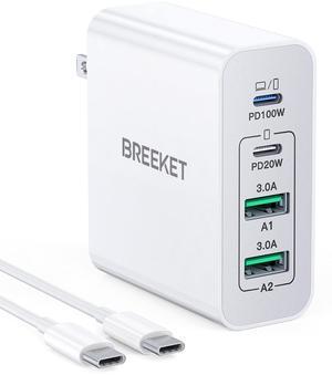 Mac Book Pro Charger - 140W 4 Port USB C Charger Block Fast Charger USBC Laptop Power Adapter Compatible with MacBook Pro/Air, iPad Pro, Samsung Galaxy and All USB C Device, 6.6FT USB-C Cable