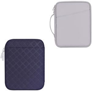 9-11 Inch Tablet Carrying Sleeve, Gray(PU)+Navy BlueFabric, 2Pcs