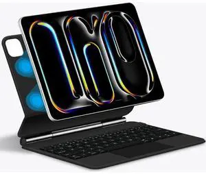 CHAINORA Keyboard Magic Case for 2024 iPad Air 13 and iPad Pro 12.9 (6th, 5th, 4th, 3rd Gen), Magnetic Keyboard Case with Multi-Touch Trackpad, 7 Colors Backlight,Black
