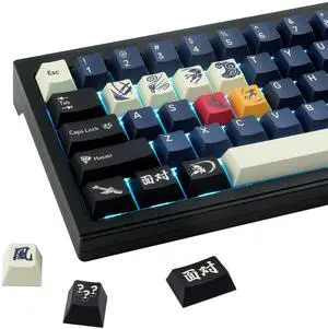 JOMKIZ Keycaps, 151 Keys Dye Sublimation Cherry Profile Keycaps Black Pbt Keycap Set for Cherry Magnetic Switches ISO/ANSI Layout Mechanical Keyboards