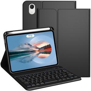 Divufus Keyboard Case for iPad Mini 7th Generation (A17 Pro) 2024 / 6th Gen 2021 8.3 Inch [Magnetic Detachable Wireless Keyboard][Support 3 System] Flip Stand Case with Pencil Holder, Black