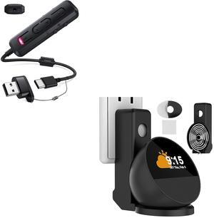 ELOLOHI 2 in 1 USB Sound Card USB C to 3.5mm Jack Adapter, Game and 7.1 Surround Sound with Mic, Wall Mount Stand Holder for Echo Spot 2024 Black