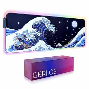 Gerlos RGB Large Gaming Mouse Pad, Extended Soft LED Mouse Pad, Non-Slip Rubber Base, Water Resist Keyboard Pad, Computer Mousepad 31.5x11.8 inches
