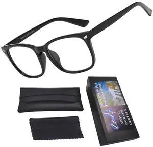 Genkigold Blue Light Blocking Glasses:Improve Sleep Quality,Promote Melatonin Production,Ease Dry Eyes,Headaches from for Computer,TV,Gaming,Present for Women and Men - Glossy Black Frame-Clear Lenses
