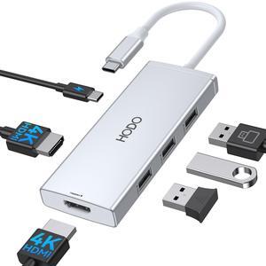 HODO USB C Docking Station Dual 4K 60Hz HDMI Monitor, USB C Hub with 2 HDMI, USB C to Dual HDMI Adapter, 2*USB A Port, PD 100W, USB C Dock Compatible for HP Elitebook,Dell XPS 13 15 etc (Silver)