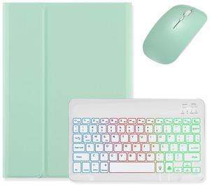kaidisen Backlit Keyboard for iPad 9th 8th 7th Generation iPad Air 3rd Gen/iPad Pro 10.5 Keyboard Case with Mouse, Detachable Backlight Color Keyboard Case,Mint Green+White