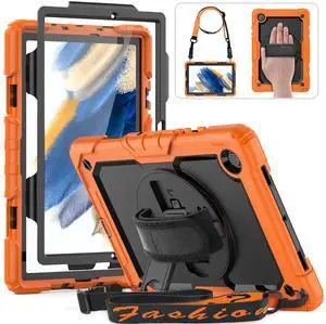 HXCASEAC Case for Samsung Galaxy Tab A8 10.5 inch, Protective with Screen Protector/Hand Strap/Pen Holder, Sturdy Shockproof A8 Tablet Case 2022 SM-X200/X205/X20 - Orange HXCASEAC Case for Samsung Galaxy Tab A8 10.5 inch, Protective with Screen Protector/Hand Strap/Pen Holder, Sturdy Shockproof A8 Tablet Case 2022 SM-X200/X205/X20 - Orange