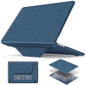 HXCASEAC Case Compatible with MacBook Air 13.6 inch Case 2024 2022 with Foldable Stand, Anti-Scratching Protective Hard Shell Cover for M3 M2 A3113, A2681 Fabric, Navy