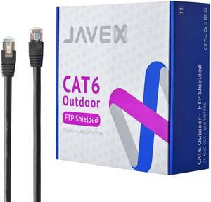 JAVEX CAT6 FTP Outdoor(328FT) Ethernet Cable, 23AWG CCA Patch Cord, 100M, Black