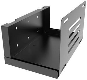 JINGCHENGMEI Wall Mount CPU Holder with Safety Straps- Metal Computer Tower Mounting Bracket for Desktop PC, Adjustable Width 4.8in to 8.3in, Black