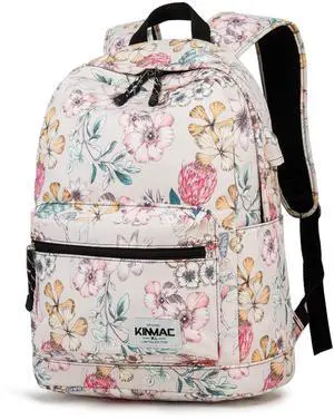 Kinmac Laptop Backpack with USB Charging Port for Laptop Up to 15.6 Inch Men Women Travel Outdoor Backpack (Floral)