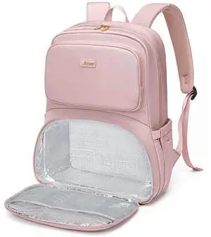 LABOMO Lunch Backpack for Women Men 16 Inch Laptop Backpack with Leak Proof Lunch Compartment Picnic Big Traveling Bag Meal Prep bags for Daily Commuter Travel