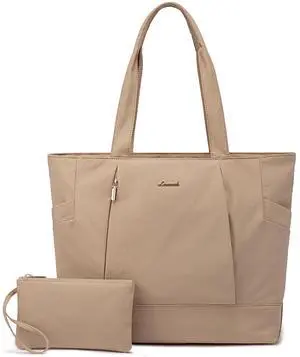 LOVEVOOK Tote Bag for Women Work Travel, Lightweight Laptop Bag Teacher Tote Purse, Khaki