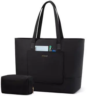 LOVEVOOK Tote Bag for Women, Work Bag with Laptop Compartment for Nurse Travel Commuter, Gym Tote Purse with Yoga Mat Strap