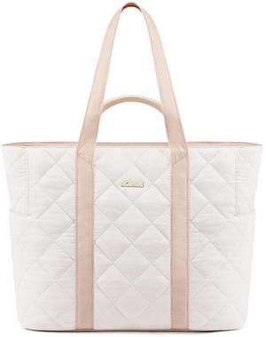 LOVEVOOK Tote Bag for Women, Large Puffer Tote Bag with Zipper Fits 15.6" Laptop Bag, Quilted Puffy Lightweight Work Bag for Women Purse Handbag for Travel Beach Fits 30 oz Stanley Cup