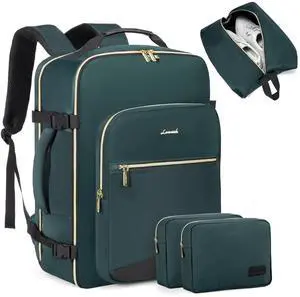 LOVEVOOK Travel Backpack for Women Men as Personal Item Flight Approved, 40L Luggage Carry On Backpack,17.3inch Large Laptop Backpack Waterproof Outdoor Sports with 3 Packing Cubes,Dark green-Black-2