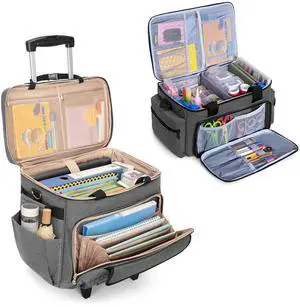 LUXJA Rolling Teacher Bag with Large Craft Bag