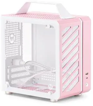 Mechanic Master Cool Cube Series C24 Mini-ITX Case/Alumium/Steel/GPU Length Within 245mm, SFX/L PSU Computer Case (Sakura Pink)