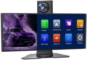 Wireless Carplay Screen for Car - Compatible with Portable Apple Car play & Android Auto, Car Play Screen with 350deg Backup Camera, Blue-tooth, GPS Navigation, Mirror Link, Fits All Vehicles (8.88")