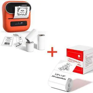 Phomemo M220 Label Maker & 4 Roll Label, 3.14 Inch Bluetooth Thermal Label Printer for Barcode, Address, Labeling, Mailing, File Folder Label, Easy to Use, Support Smartphone, Tablet&PC