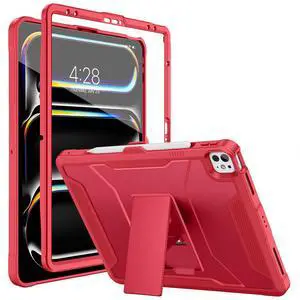 Soke Case for iPad Air 13 Inch M3/M2 (2025/2024),iPad Pro 13 Inch M4,iPad Pro 12.9(2022 2021 2020,6th/5th/4th Gen), Rugged Shockproof Protective Cover with Built-in Kickstand - Burgundy Red