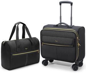 Tonyeee Rolling Laptop Bag Set 14 Inch Water Resistant Rolling Laptop Briefcase on Wheels Computer Bag Laptop Case for Work Travel Business Men Women, Black
