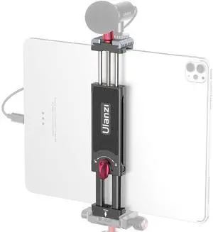 Aluminum iPad Tripod Holder Mount - U-pad III 7.9-12.9in Metal iPad Tripod Adapter w Cold Shoe 2 Acra Swiss QR Mount Adjustable Universal Tablet Clamp Video Recording for iPhone iPad Air Mini