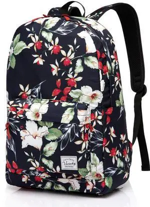 VASCHY Backpack for Women, Water Resistant High School Girls Bookbag Travel Backpack for Teens with Water Bottle Pockets