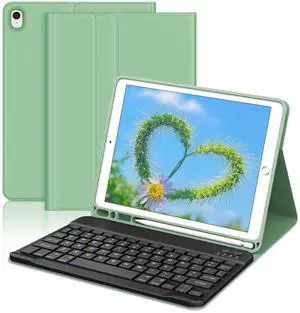WINCHKING Keyboard Case for iPad 9th Generation 10.2 Inch,Slim & Lightweight,Detachable Wireless Keyboard Smart Tablet Case with Pencil Holder for iPad 8th/7th /Air 3rd/Pro 10.5" Gen(Green)