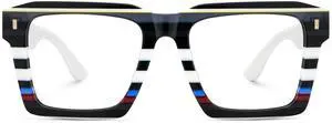 Zeelool Stylish Square Blue Light Blocking Glasses for Men Computer Glasses Kenish ZJGA634947-06 White-blue