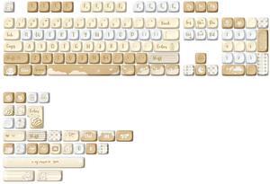 YUNZII 132 Keys MOA Keycaps, Dye-Sublimation PBT Custom Keycap Set for MOA Profile, Cute Bear Customized Pattern Keycaps for MX Switches Mechanical Gaming Keyboard (Butter)