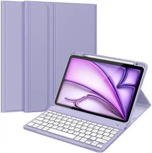 FINTIE Keyboard Case for iPad Air 11-inch M3 (2025) / M2 (2024), iPad Air 5th (2022) / 4th Generation 10.9 Inch - Soft TPU Cover w/Magnetically Detachable Bluetooth Keyboard, Lilac Purple