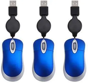 OSALADI 3pcs Mini USB Wired Mouse,Travel USB Optical Mouse,Retractable Cable Laptop Mouse for PC Desktop Mouse Notebook Computer