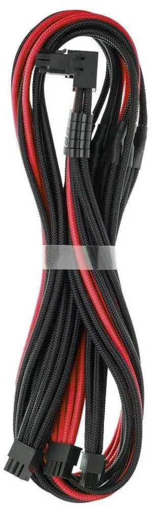 CableMod C-Series Pro ModMesh Sleeved 12V-2x6 12VHPWR 90deg StealthSense PCIe Cable for Corsair Type 5 RMX Shift - Variant A (Black + Red, 90deg 16-pin to Triple 8-pin, 65cm)