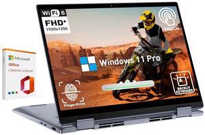 Dell Inspiron 14 2 in 1 Touchscreen Laptop, 14 Inch FHD+ Touch Screen Convertible, AMD Ryzen 5, 8GB RAM 512GB SSD, Windows 11 Pro, Lifetime Microsoft Office, Backlit Keyboard, Fingerprint Reader, HDMI