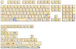 YUNZII Dye-Sub PBT Keycap Set, Mao Profile, 143 Full Keys Cute Cat Shape Custom Keycaps with Key Puller for Cherry Gateron MX Switches Mechanical Gaming Keyboard (Mousie)