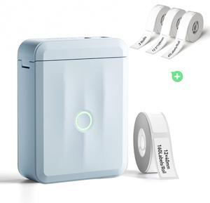 NIIMBOT D110 Mini Label Maker Machine with Tape (Blue) with 3 Rolls White Cable 12.5x109mm-65Labels/Roll