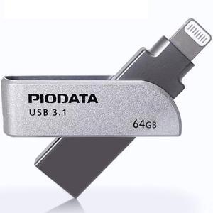 PioData iXflash 64GB iPhone iPad Flash Drive USB 3.0 Apple MFi Certified Lightning Connector, External Storage Memory Expansion for iOS Devices, Windows and Mac, Gray,(IXF-64-SG