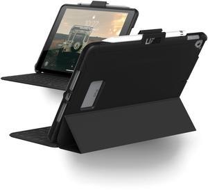 URBAN ARMOR GEAR UAG Designed for iPad 10.2 Case Black 9th Generation 2021 & 8th Gen 2020 w/Hand Strap Thin Slim Military Drop Tested Durable Protective Cover w/Stylus & Pencil Holder, Scout Series
