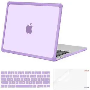MOSISO Compatible with MacBook Pro 13 inch Case M2 2025-2016 A2338 M1 A2251 A2289 A2159 A1989 A1708 A1706, Anti-Cracking Heavy Duty Plastic TPU Bumper Hard Case&Keyboard Skin&Screen Film, Purple
